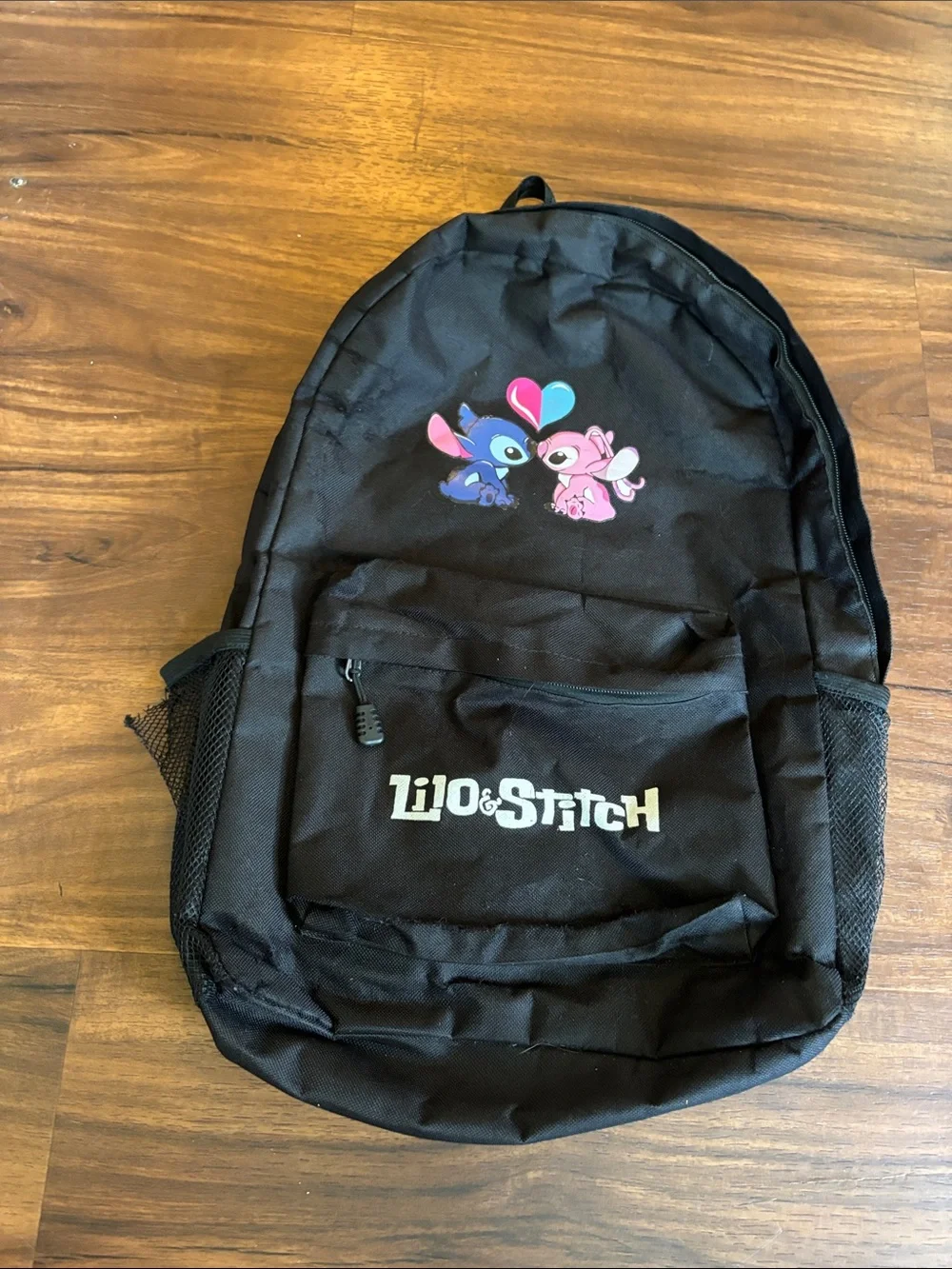 Disney Lilo & Stitch Black Backpack with Pink and Blue Graphics